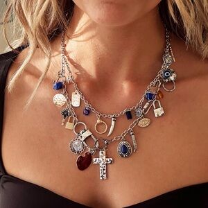 Princess Polly Silver Layered Charm Necklace